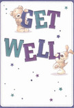 Radiating warmth and playful optimism, this get well card leads with two delightful characters-a teddy bear and a floppy-eared pup-springing to life as they cradle the bold, colourful letters spelling out 'Get Well.' The blend of indigo and teal forms a striking contrast against the card's creamy backdrop, each stroke brimming with gentle vibrancy, much like a freshly arranged bouquet set for delivery through North Finchley. Blue and purple stars, scattered across the design, contribute a whimsical sense of bright hope, twinkling like evening lights seen strolling down Finchley's leafy avenues. The illustrated fur of the bear and puppy appears irresistibly soft, seemingly inviting a comforting embrace in challenging times. The clear, uncluttered background suggests cleanliness, in the same way a fresh bouquet promises purity and renewal. Taken as a whole, the scene is not simply a card but an emotional salve, its crafted textures and cheerful palette offering genuine solace from a caring North Finchley neighbour. This is the sort of card, thoughtfully chosen, that brings comfort and encouragement to anyone on their path to recovery-like a handwritten note tucked within a hand-delivered arrangement meant to brighten every corner of the room.